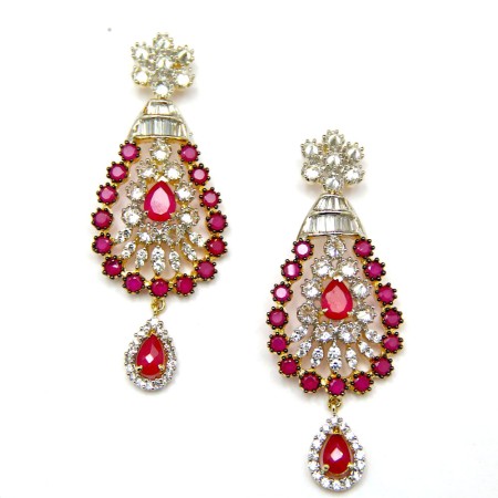 Ruby Diamond Dangler Drop Earrings